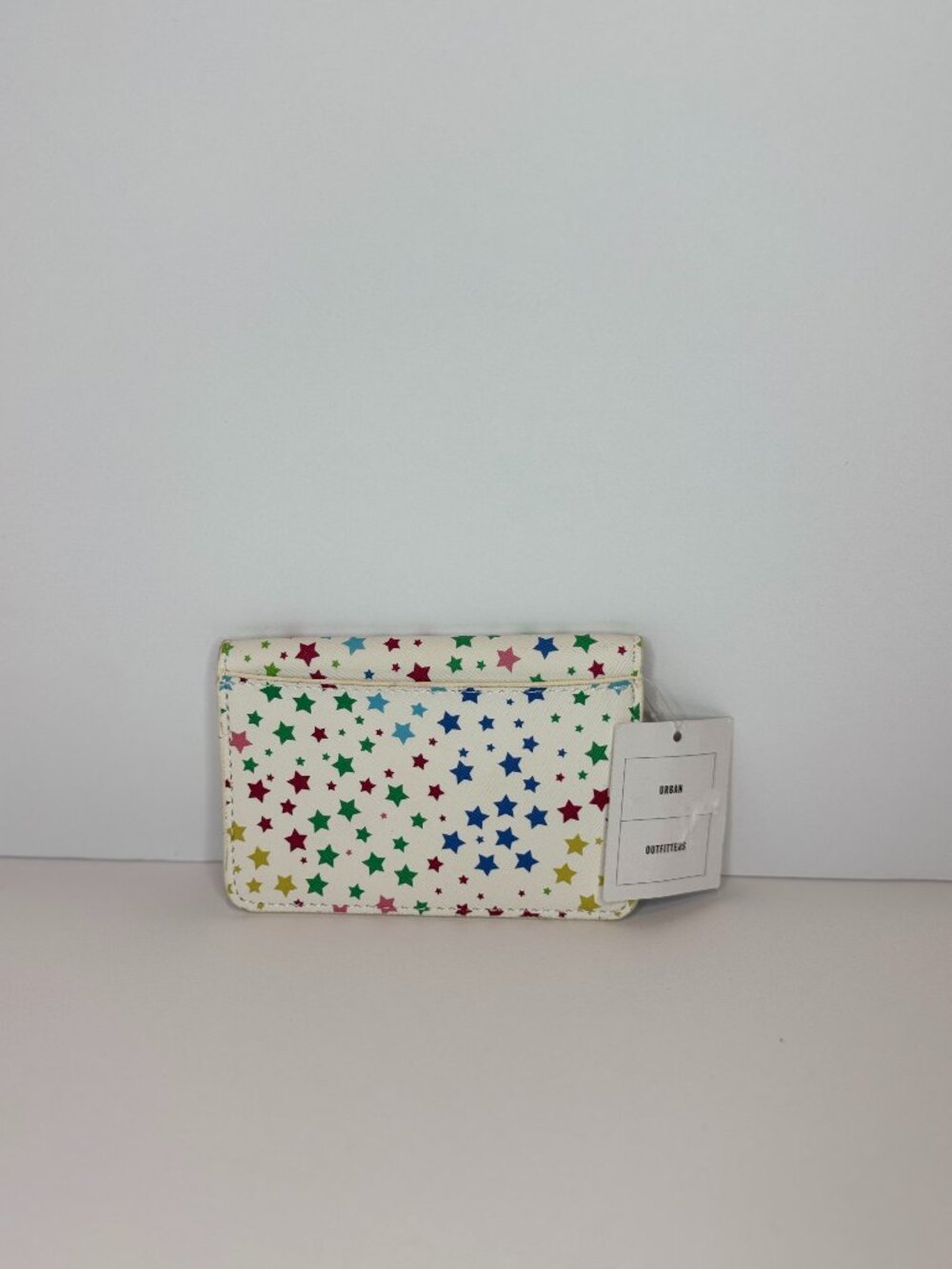 Urban Outfitters White Star Print Card Wallet Rainbow NWT